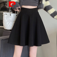 皮爾卡丹（pierre cardin）2025新款毛呢小個(gè)子精致搭配秋冬季高腰a字收腰顯瘦冬季短裙 黑色短傘裙毛呢松緊款 S 建議75-95斤