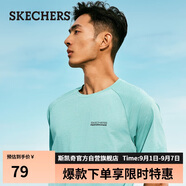 斯凱奇（SKECHERS）運動(dòng)短袖男士秋吸濕速干T恤寬松百搭上衣P225M018