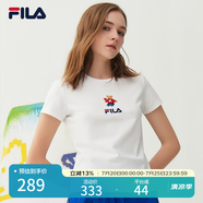 FILA斐樂官方女裝短袖T恤女夏季舒適經(jīng)典針織短袖小熊t上衣潮流時尚 標準白-WT XL （175/92A/XL）
