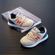 新百倫NB996真皮運動(dòng)鞋兒童2025新款秋冬加絨老爹鞋男童鞋子字鞋女童鞋 6803米色單鞋 23 碼14.5