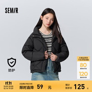 森馬（Semir）棉服女寬松立領(lǐng)棉衣簡約氣質(zhì)冬季溫柔防水菱格厚外套 黑色90001 M