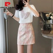 皮爾卡丹夏季T恤短裙套裝時(shí)尚休閑氣質(zhì)新款國風(fēng)洋氣短袖減齡兩件套 8162T恤+短裙連件套 S 建議85-95左右