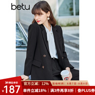 betu百圖女裝休閑小西裝女款通勤西服外套JD2101T29 黑色 M