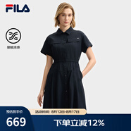 FILA斐樂官方女子梭織連衣裙2025夏季新款時尚休閑涼感寬松裙子 傳奇藍(lán)-NV M 165/84A/M