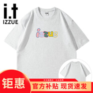 IZZUE純棉重磅短袖t恤男士夏季圓領(lǐng)冰絲速干高端大碼寬松休閑半袖體恤 JS-2503白花灰 S （150-160cm/90-120斤）