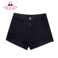蜜樂(lè )奇2026秋季做舊系帶牛仔短褲女小個(gè)子新款收腰A字牛仔短褲裙女 黑色 S