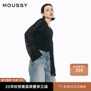 moussy 女裝新品簡(jiǎn)約淑女風(fēng)通勤薄款針織開(kāi)衫女028ISZ70-3051 020黑色 均碼