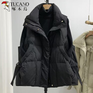 啄木鳥(niǎo)專(zhuān)柜折扣大碼冬季羽絨棉馬甲棉服外套女韓版寬松坎肩加厚外穿馬夾 黑色薄 輕薄 L 【建議105-125斤】