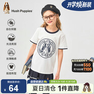暇步士（Hush Puppies）童裝兒童25夏季圓領短袖T恤男女童款短袖 本白 140cm
