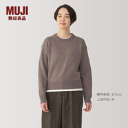 無印良品（MUJI）女式 美利奴羊毛可水洗中針距圓領(lǐng)毛衣女款秋冬針織衫BA1P4A4A 深咖啡棕色 M (160/84A)
