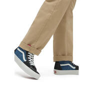 萬斯（VANS）高幫板鞋磨砂牛皮圓頭系帶休閑運動鞋黑白撞色男款 threaded denim black whit 38.5