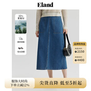 ELAND衣戀牛仔半身裙女高腰大口袋寬松半裙夏季新款 牛仔色(55)Indigo S 160