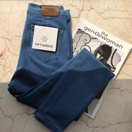 ANTCITY 202025年春夏新款高腰高彈力緊身牛仔褲顯瘦提臀鉛筆褲煙管褲女春潮 中藍 XS _80-88斤