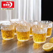 青蘋果 冰川杯 日式石紋玻璃水杯套裝加厚耐熱玻璃杯茶杯杯子 矮款6只