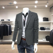 ANDSEEYOU 潮牌男士易打理西服 春秋新款便攜西裝外套輕商務(wù)休閑潮流上衣服 WSY-X313款 深灰色 偏小一碼 L