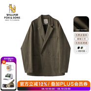 William fox&sons新復古回潮仿麂皮絨小西服男輕商務(wù)復古寬松易打理便西休閑西裝男 咖色(雙排扣） 2XL /54