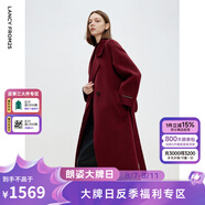 朗姿率性廓形氣質(zhì)感雙面呢大衣時尚百搭冬季新款毛呢外套 安可拉紅色 S