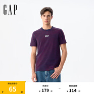 Gap【情人節(jié)】男女裝2025春季新款純棉條紋圓領短袖T恤常規(guī)上衣美版 紅色條紋 768022 XL 美碼 2XL亞洲碼185/108A