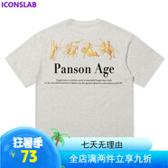 ICONS Lab300G重磅美式斯巴達時(shí)代印花潮牌圓領(lǐng)情侶短袖T恤男女t恤 金騎士Panson-淺灰色【普通260g】 S  【建議70-90斤】