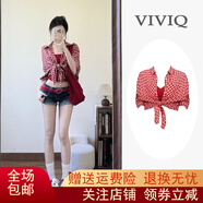 邁芙美（Maifumei）美式復(fù)古紅色格子長(zhǎng)袖防曬襯衫女裝2025夏季修身短款系帶外搭上衣 紅格襯衫 S