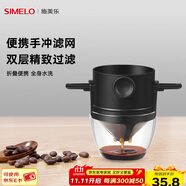 SIMELO德國施美樂便攜式咖啡濾網掛耳折疊雙層304不銹鋼手沖咖啡過濾網 304濾網+杯托(可洗重復使用)