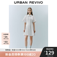 UR夏季新款女裝通勤風(fēng)壓褶修身短袖棉質(zhì)連衣裙UWU740075 本白 L
