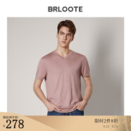 巴魯特（Brloote）輕奢男裝桑蠶絲T恤男短袖V領(lǐng)時(shí)尚休閑體恤衫 粉色 190/108A