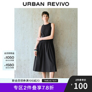 UR2025春季新款女裝簡約氣質(zhì)純色拼接無袖連衣裙UWM750038 黑色 S