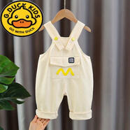G.DUCKKIDS寶寶背帶褲牛仔褲春秋嬰兒男童3女童1-2歲洋氣秋裝純棉外穿長(zhǎng)褲 單褲M米白 105 cm