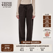 Teenie Weenie小熊女冬裝簡(jiǎn)約復古運動(dòng)仿羊羔絨束腳衛褲休閑褲長(cháng)褲 煤灰色 S (160)