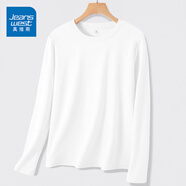 真維斯（JEANSWEST）長袖t恤女雙面加絨內(nèi)搭打底衫女秋冬季2025新款顯瘦保暖秋衣上衣 白色 XL