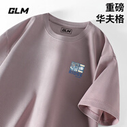GLM華夫格短袖男款夏季寬松大碼重磅白色五分袖簡約百搭圓領(lǐng)男士t恤