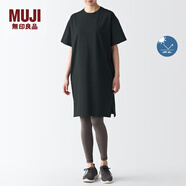 無印良品（MUJI）Walker 女式 防紫外線 短袖連衣裙 女裝裙子 硬核防曬 BIH01A3S 黑色 XS （150/76A）