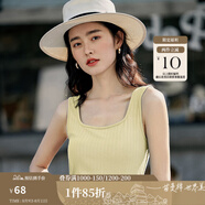 茵曼（INMAN）多色無袖顯瘦吊帶背心T恤女裝2025夏季新款簡約休閑百搭圓領(lǐng)上衣 杏色 S