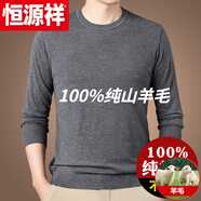 恒源祥100純色羊毛男裝毛衣打底羊毛針織衫男雪尼爾新款長(cháng)袖毛衣圓 淺灰色男裝 L 175【推薦140-155斤】男裝