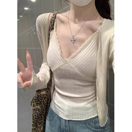 多想余白色吊帶背心女帶胸墊背心女士打底內搭美背內衣文胸一體可外穿 杏色蕾絲帶胸墊法式吊帶 均碼 建議【75-120斤】
