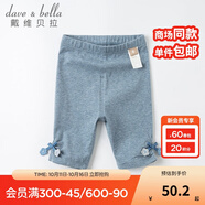 戴維貝拉（DAVE＆BELLA）童裝薄款女童褲子兒童七分褲女寶寶夏裝新款幼兒夏天公主中褲 牛仔藍(lán)DBJ17833 73 cm（建議身高66-73cm）