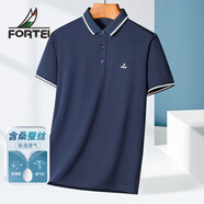 富鋌（FORTEI）含桑蠶絲長(zhǎng)絨珠地棉 夏季吸濕透氣T恤衫中年輕薄涼感短袖POLO衫男