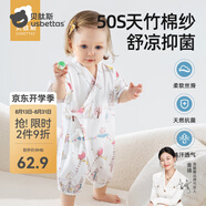 貝肽斯嬰兒衣服夏季薄款連體衣短袖竹棉紗布新生嬰兒連體衣套裝 萌兔環(huán)游【50s竹棉 柔滑升級】 80 cm
