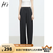H's運(yùn)動(dòng)休閑褲衛(wèi)褲秋季新品女裝百搭牛筋腰垂感香蕉褲闊腿長(zhǎng)褲 深灰色 M