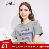 百圖betu女裝春夏新款T恤字母印花短袖減齡圓領T恤女2403T29 灰色 M