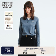 Teenie Weenie小熊女裝毛針織衫25秋款舒適休閑假兩件撞色毛衣 灰色 S