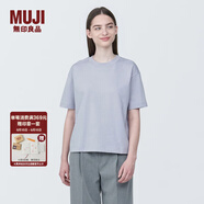 無印良品（MUJI）女式 天竺編織圓領短袖T恤上衣打底衫女款內(nèi)搭多巴胺女裝 灰色BB2P6C4S M (160/84A)