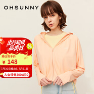 OhSunny防曬衣女寬松透氣連帽披肩衫開車防曬服薄外套 奶杏橘 M