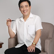 SEPTWOLVES七匹狼旗下夏季爸爸短袖襯衫老人50-60歲70男士襯衣寬松爺爺夏裝 CS522白色[短袖] 3XL 43