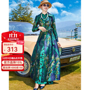 帝弗·潤馳2025秋冬裝女闊太太外套洋氣提花超長過膝款風(fēng)衣外套及踝長外套女 藏青色 M