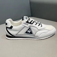 樂卡克（Le coq sportif）法國大公雞男鞋2025夏季新款透氣輕薄軟底阿甘鞋休閑運動鞋 白黑 40  標準皮鞋碼