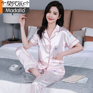 莫代爾冰絲睡衣女短袖長(cháng)褲套裝家居服2025休閑寬松可外穿高檔冰絲睡衣女 SCX藍莓之夢(mèng)--短長(cháng) L (100-120斤)