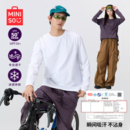 名創(chuàng)優(yōu)品（MINISO）白t恤男生夏季戶外露營休閑百搭長袖體恤男薄款速干防曬抗菌上衣 白色(空白) L /175(推薦120-140斤)