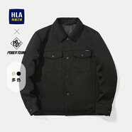 海瀾之家（HLA）夾克男裝25春秋季POWER YOUNG工裝風(fēng)翻領(lǐng)條紋肌理上衣服男士外套 HWJAW3J071A黑色4B S /165推薦57~62kg